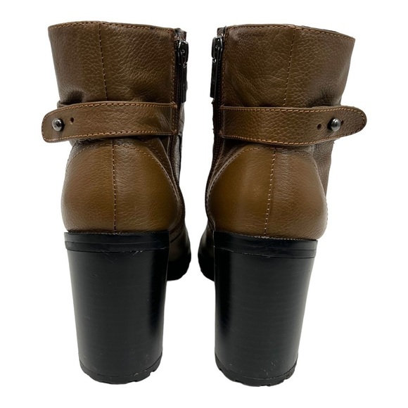 H by Halston Cara Leather Camel Block Heel Lug Sole Booties Womens 8 - Picture 7 of 13